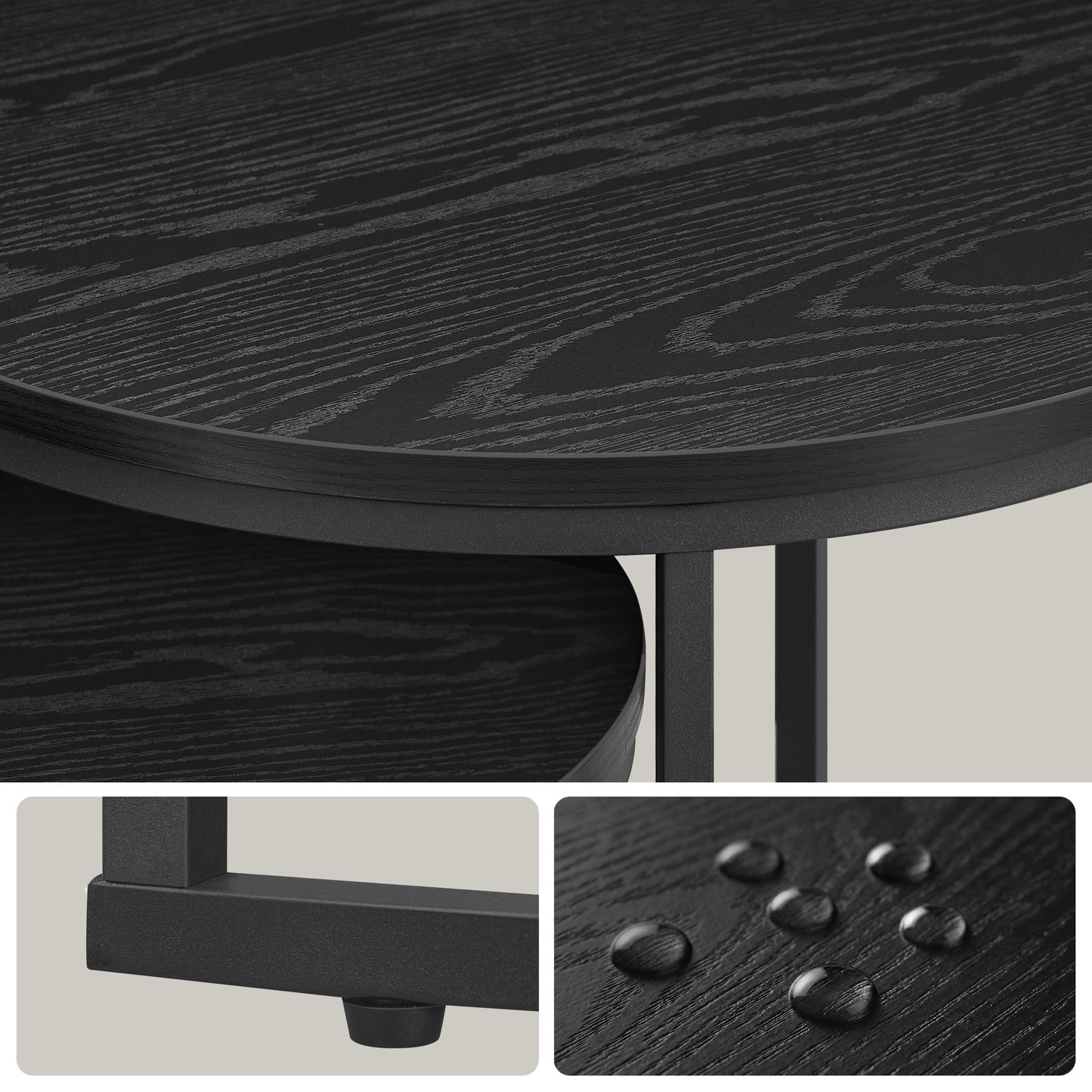 2er Set Couchtische rund – moderner Wohnzimmertisch mit Metallgestell