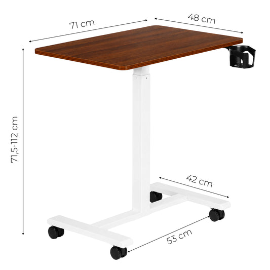 Laptoptisch MILO, höhenverstellbar mit Rollen – Holzoptik / Weiß – Maße