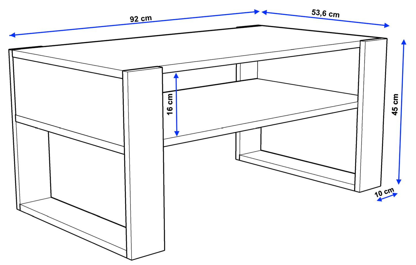 Couchtisch KARO 92 x 53,6 x 45 cm