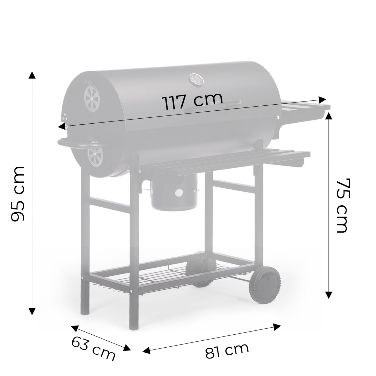 Holzkohlegrill XXL mit Deckel und Thermometer – große Grillfläche