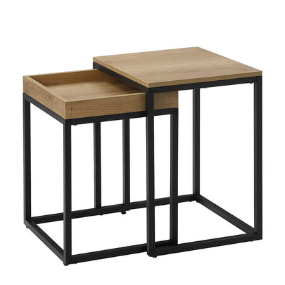 2er Set Couchtische – moderner Wohnzimmertisch mit Stahlgestell