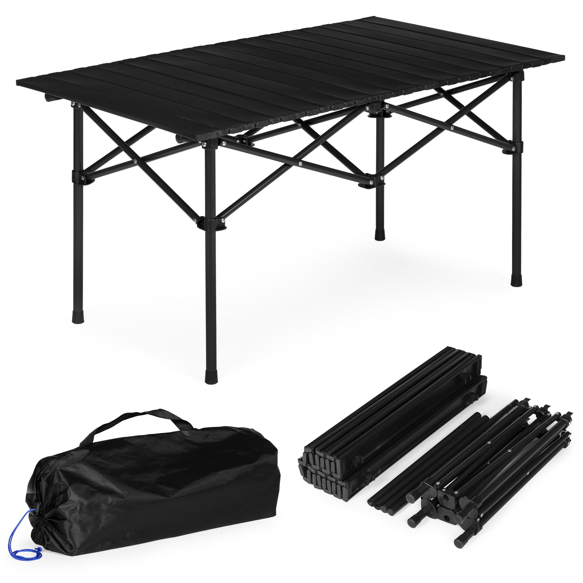 campingtisch groß klappbar Campingtisch klappbar mit Tragetasche – Schwarz – Mat-Haus