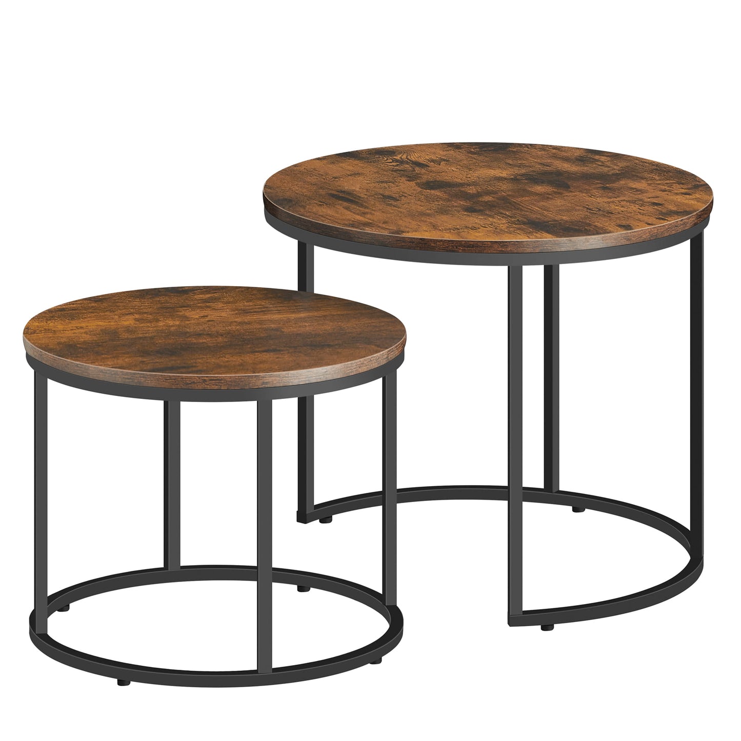 2er Set Couchtische rund – moderner Wohnzimmertisch mit Metallgestell