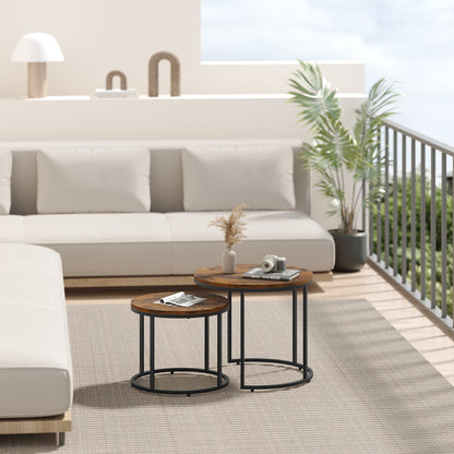 2er Set Couchtische rund – moderner Wohnzimmertisch mit Metallgestell