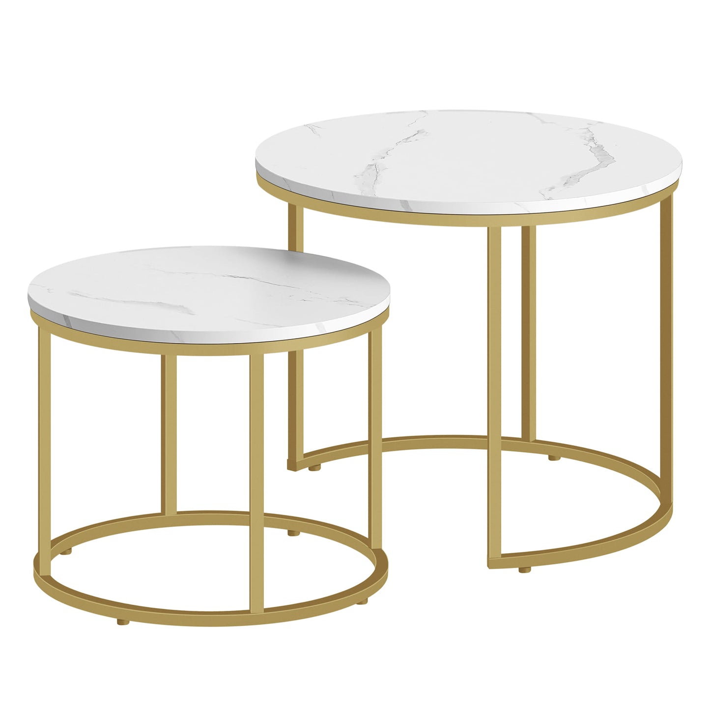2er Set Couchtische rund – moderner Wohnzimmertisch mit Metallgestell