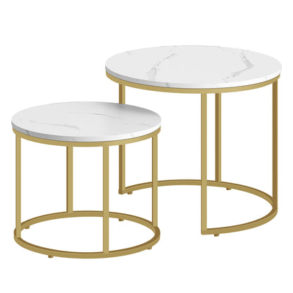 2er Set Couchtische rund – moderner Wohnzimmertisch mit Metallgestell