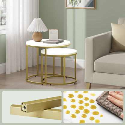 2er Set Couchtische rund – moderner Wohnzimmertisch mit Metallgestell