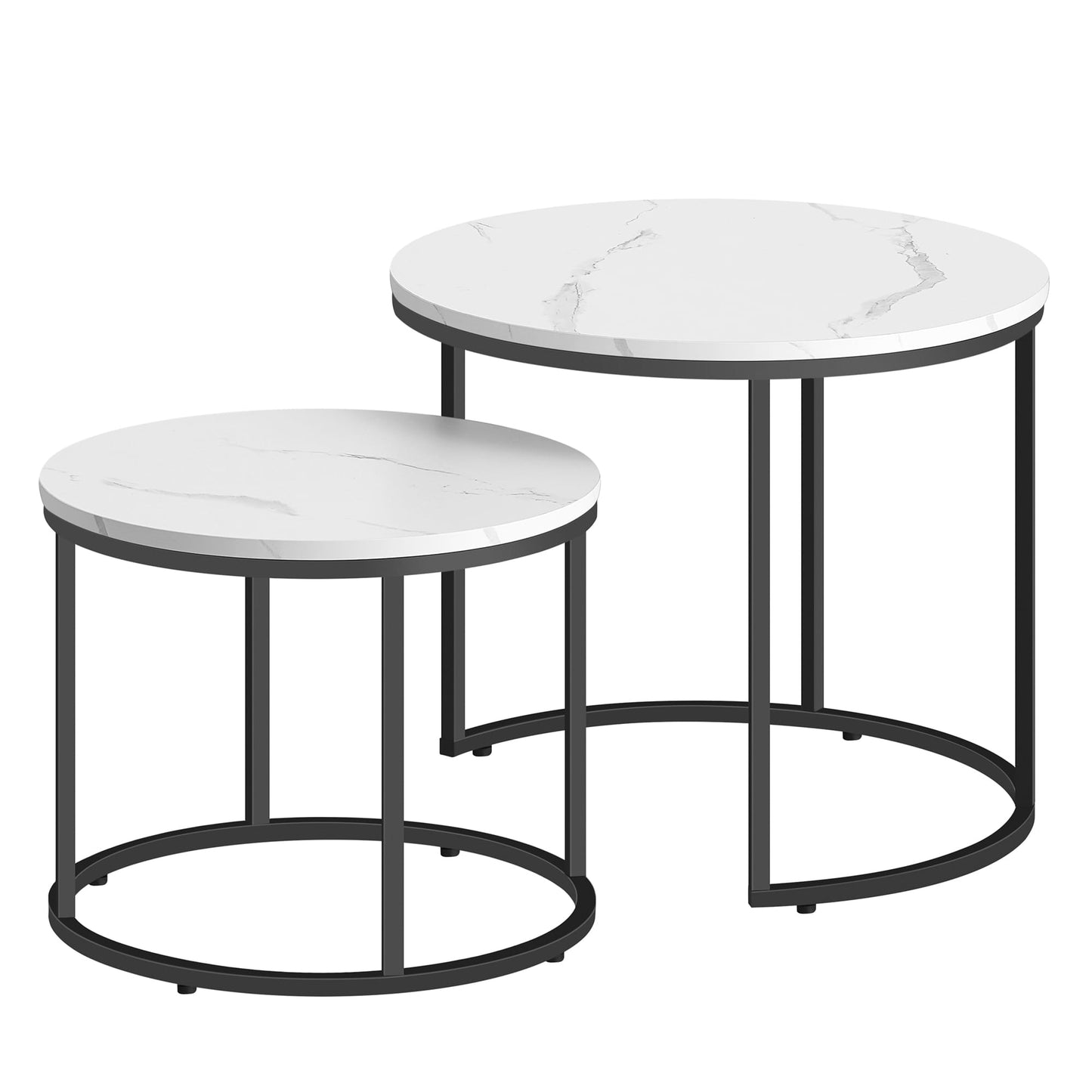 2er Set Couchtische rund – moderner Wohnzimmertisch mit Metallgestell