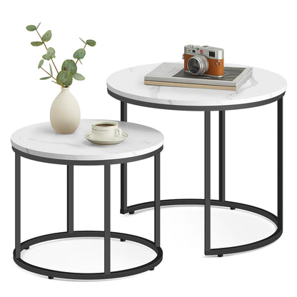 2er Set Couchtische rund – moderner Wohnzimmertisch mit Metallgestell