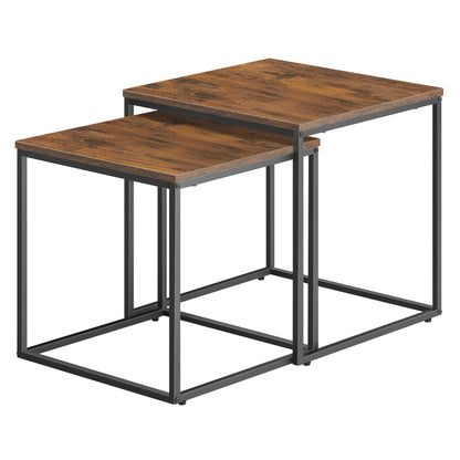2er Set Couchtische quadratisch – moderner Wohnzimmertisch mit Metallgestell