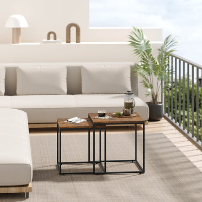 2er Set Couchtische quadratisch – moderner Wohnzimmertisch mit Metallgestell