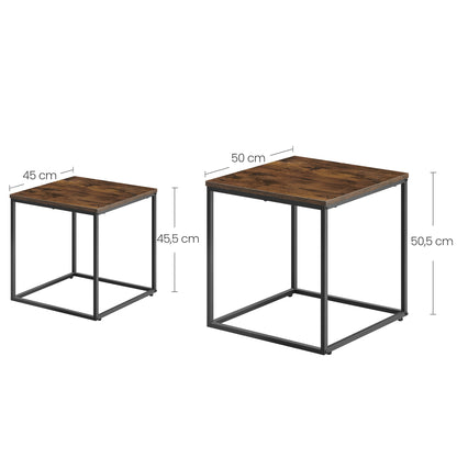 2er Set Couchtische quadratisch – moderner Wohnzimmertisch mit Metallgestell