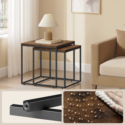 2er Set Couchtische quadratisch – moderner Wohnzimmertisch mit Metallgestell