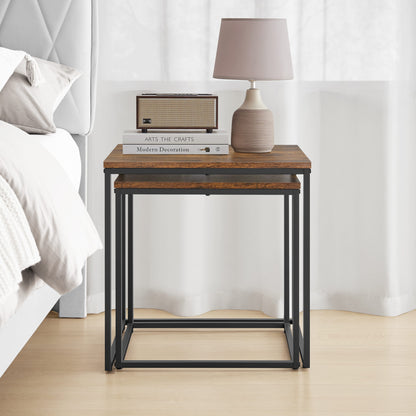2er Set Couchtische quadratisch – moderner Wohnzimmertisch mit Metallgestell