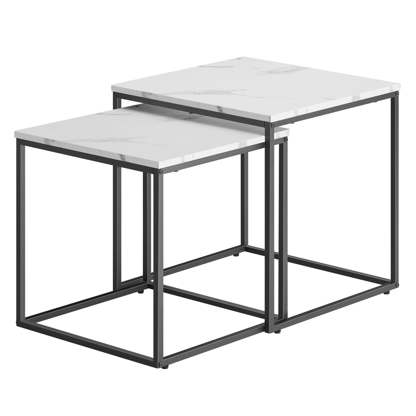 2er Set Couchtische quadratisch – moderner Wohnzimmertisch mit Metallgestell