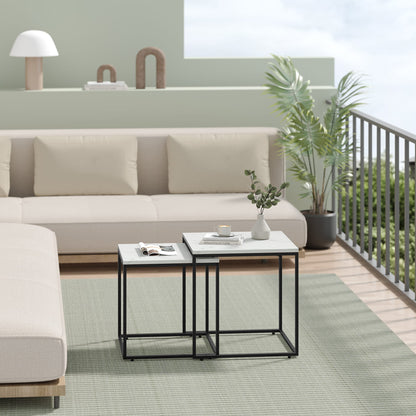2er Set Couchtische quadratisch – moderner Wohnzimmertisch mit Metallgestell