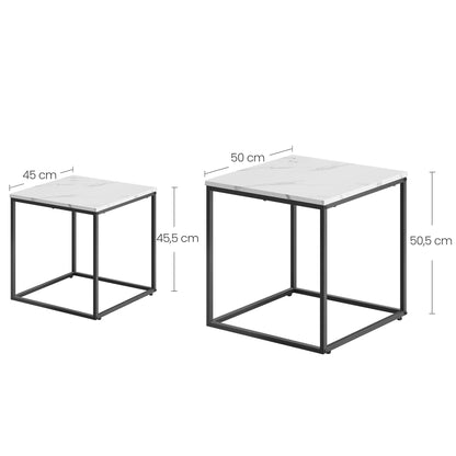 2er Set Couchtische quadratisch – moderner Wohnzimmertisch mit Metallgestell