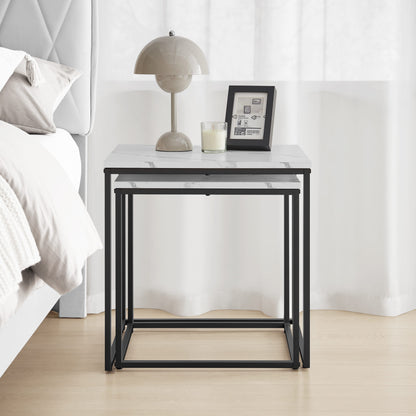 2er Set Couchtische quadratisch – moderner Wohnzimmertisch mit Metallgestell