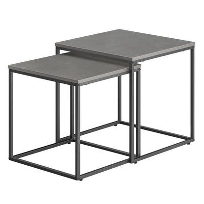 2er Set Couchtische quadratisch – moderner Wohnzimmertisch mit Metallgestell