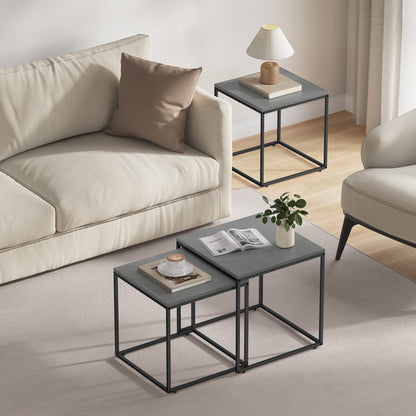 2er Set Couchtische quadratisch – moderner Wohnzimmertisch mit Metallgestell