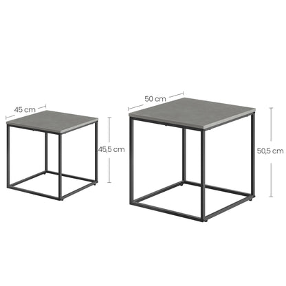 2er Set Couchtische quadratisch – moderner Wohnzimmertisch mit Metallgestell