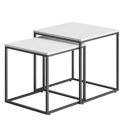 2er Set Couchtische quadratisch – moderner Wohnzimmertisch mit Metallgestell