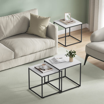 2er Set Couchtische quadratisch – moderner Wohnzimmertisch mit Metallgestell