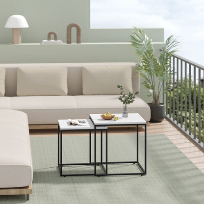 2er Set Couchtische quadratisch – moderner Wohnzimmertisch mit Metallgestell