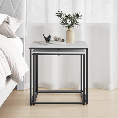 2er Set Couchtische quadratisch – moderner Wohnzimmertisch mit Metallgestell