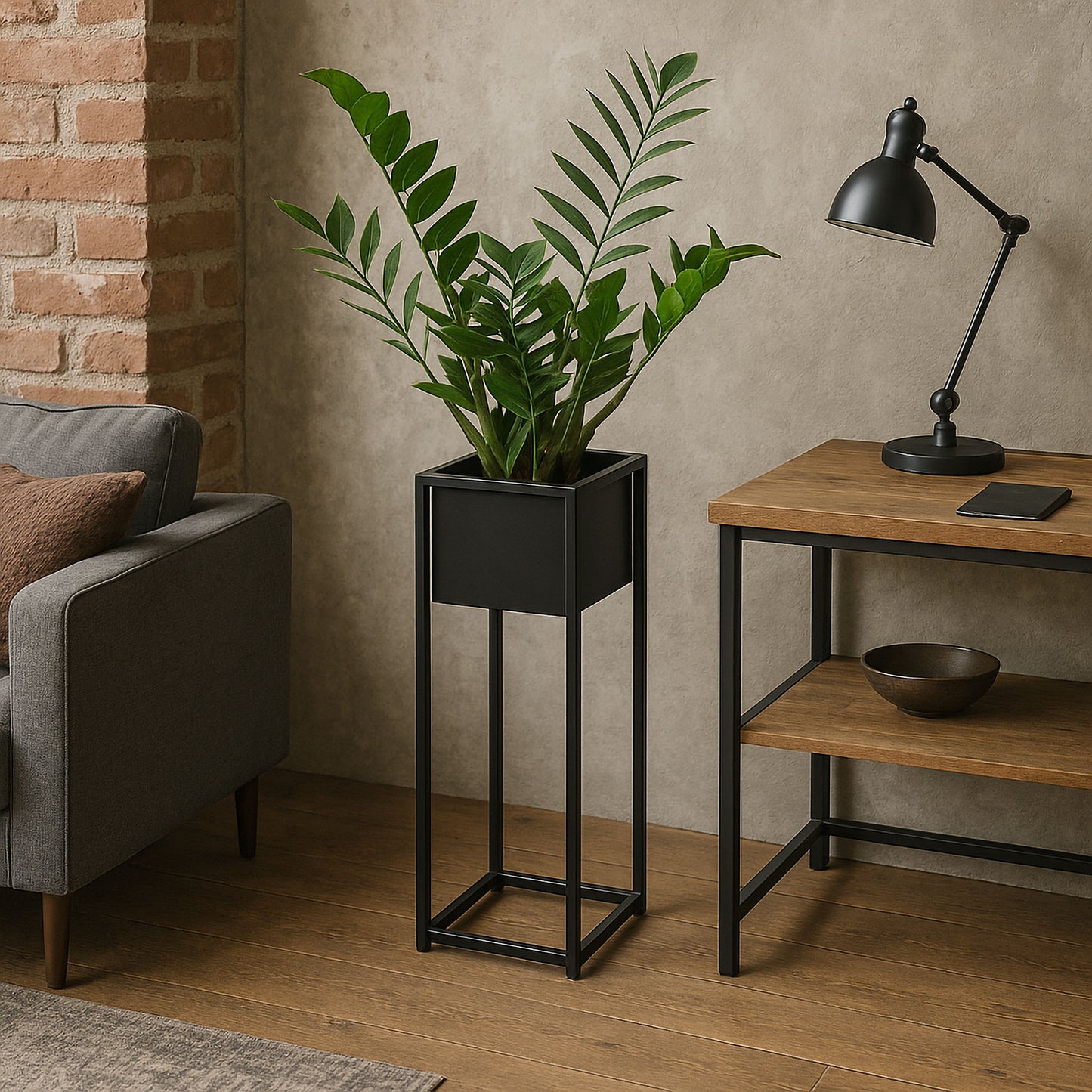 Blumenständer Metall schwarz – loft Pflanzenständer für Wohnzimmer und Flur