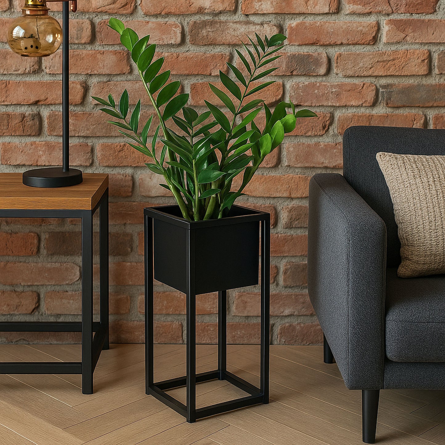 Blumenständer Metall schwarz – loft Pflanzenständer für Wohnzimmer und Flur