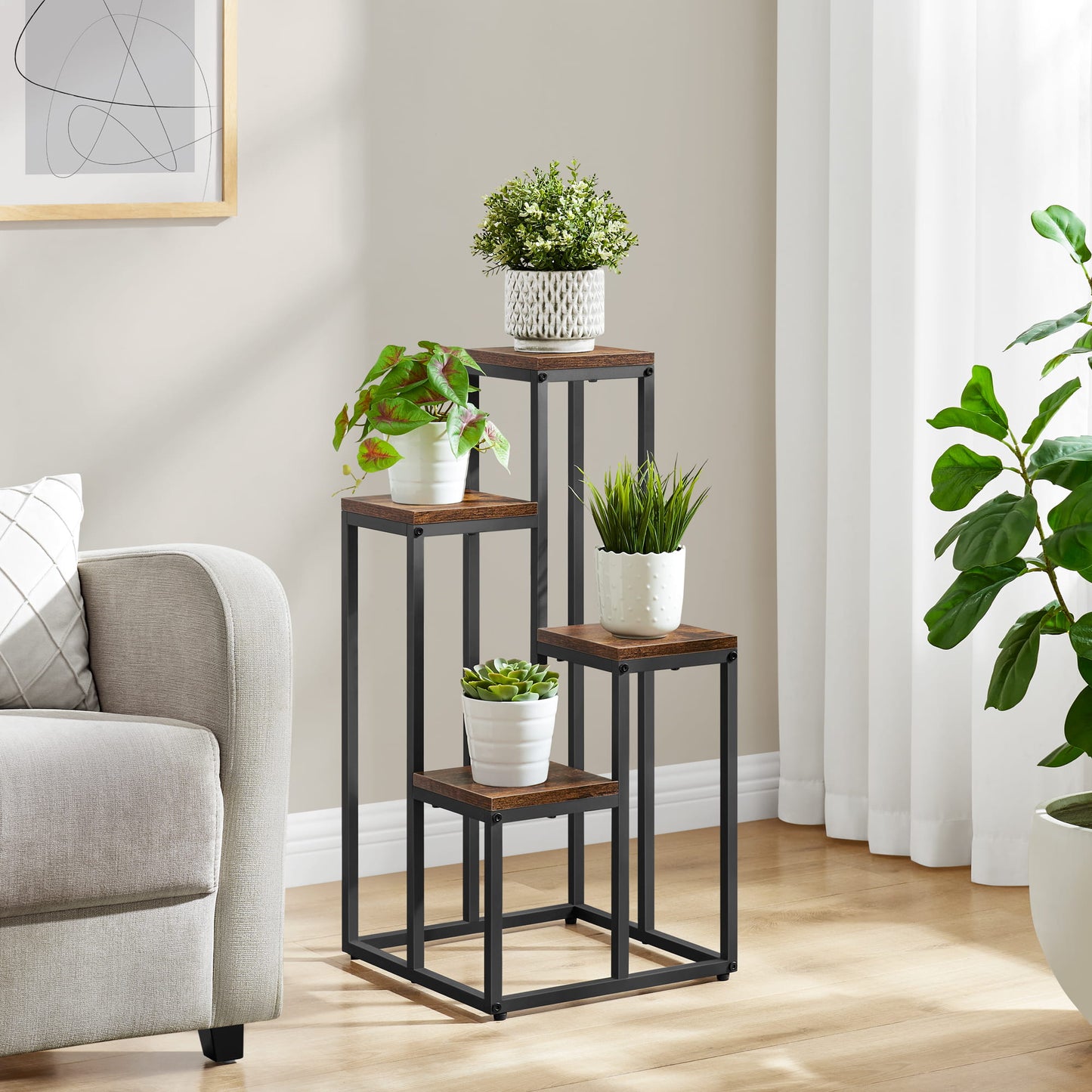 Blumenständer mit 4 Ablagen – Pflanzenregal für Wohnzimmer und Flur
