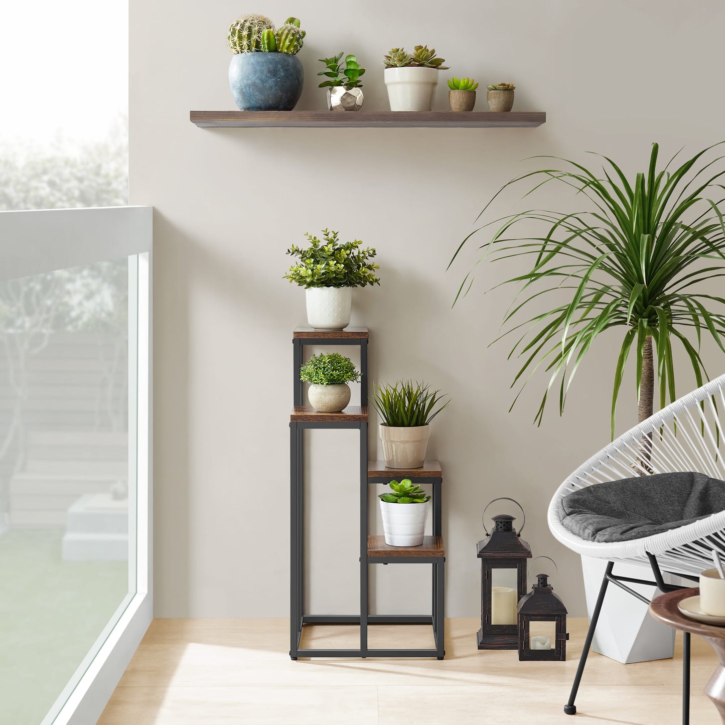 Blumenständer mit 4 Ablagen – Pflanzenregal für Wohnzimmer und Flur