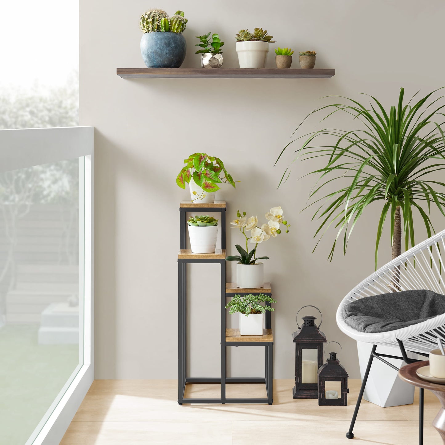 Blumenständer mit 4 Ablagen – Pflanzenregal für Wohnzimmer und Flur