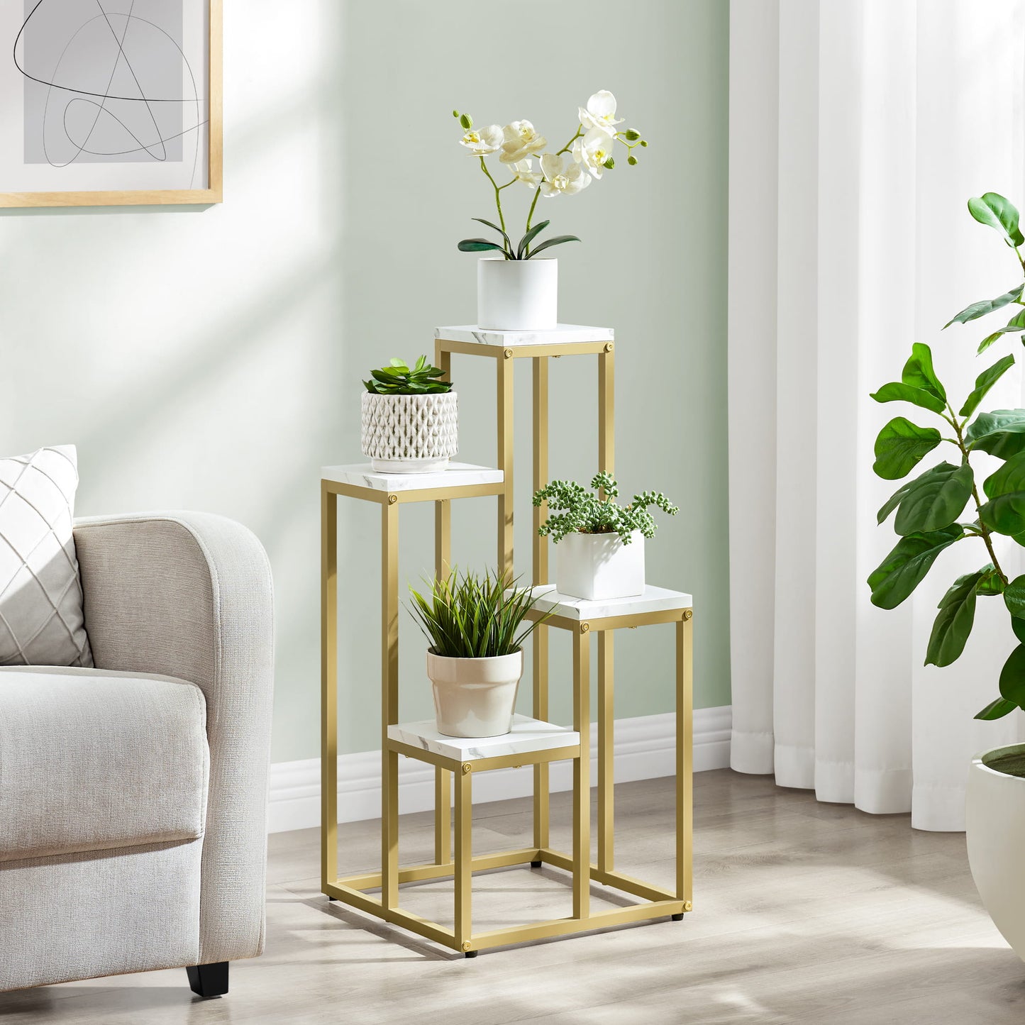 Blumenständer mit 4 Ablagen – Pflanzenregal für Wohnzimmer und Flur