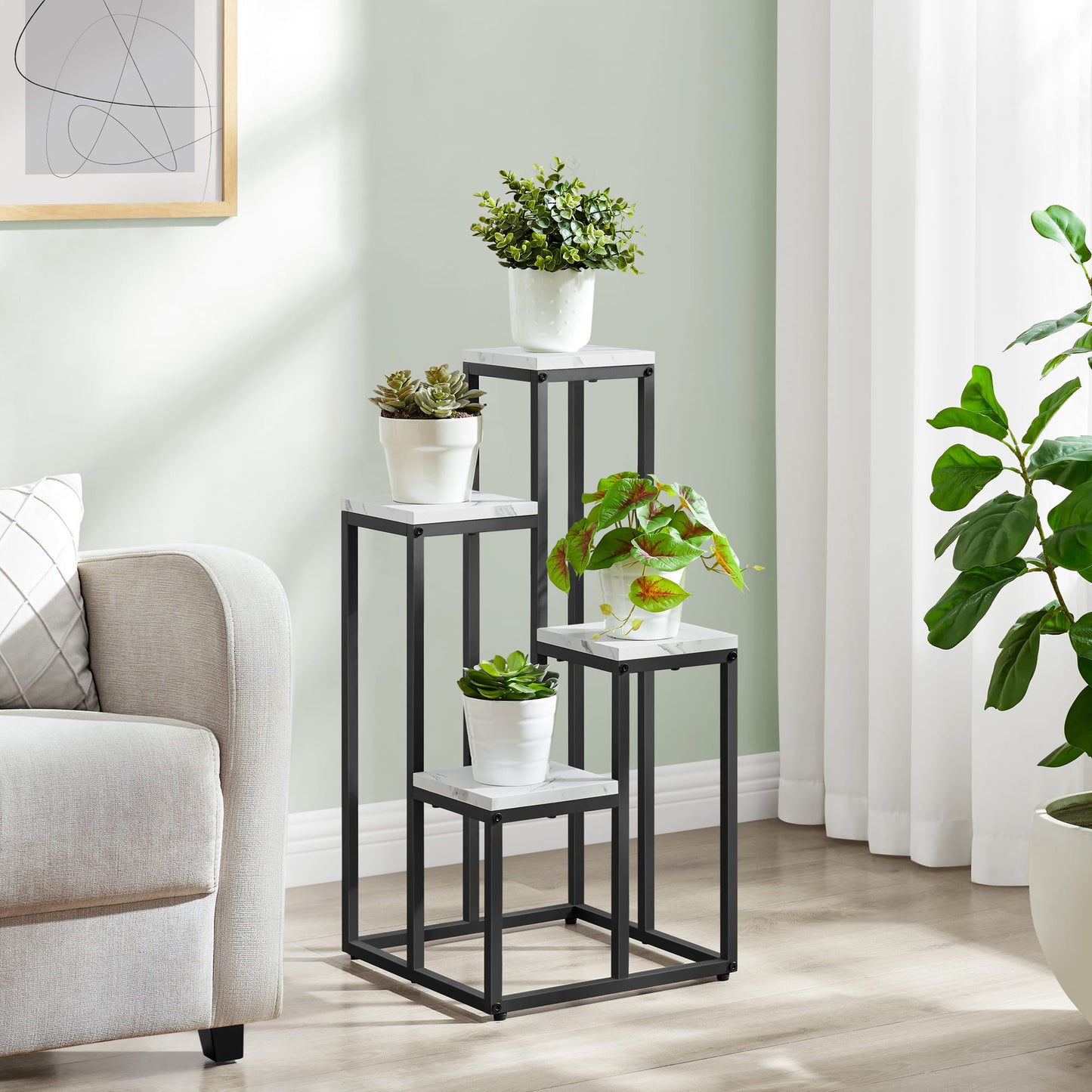 Blumenständer mit 4 Ablagen – Pflanzenregal für Wohnzimmer und Flur