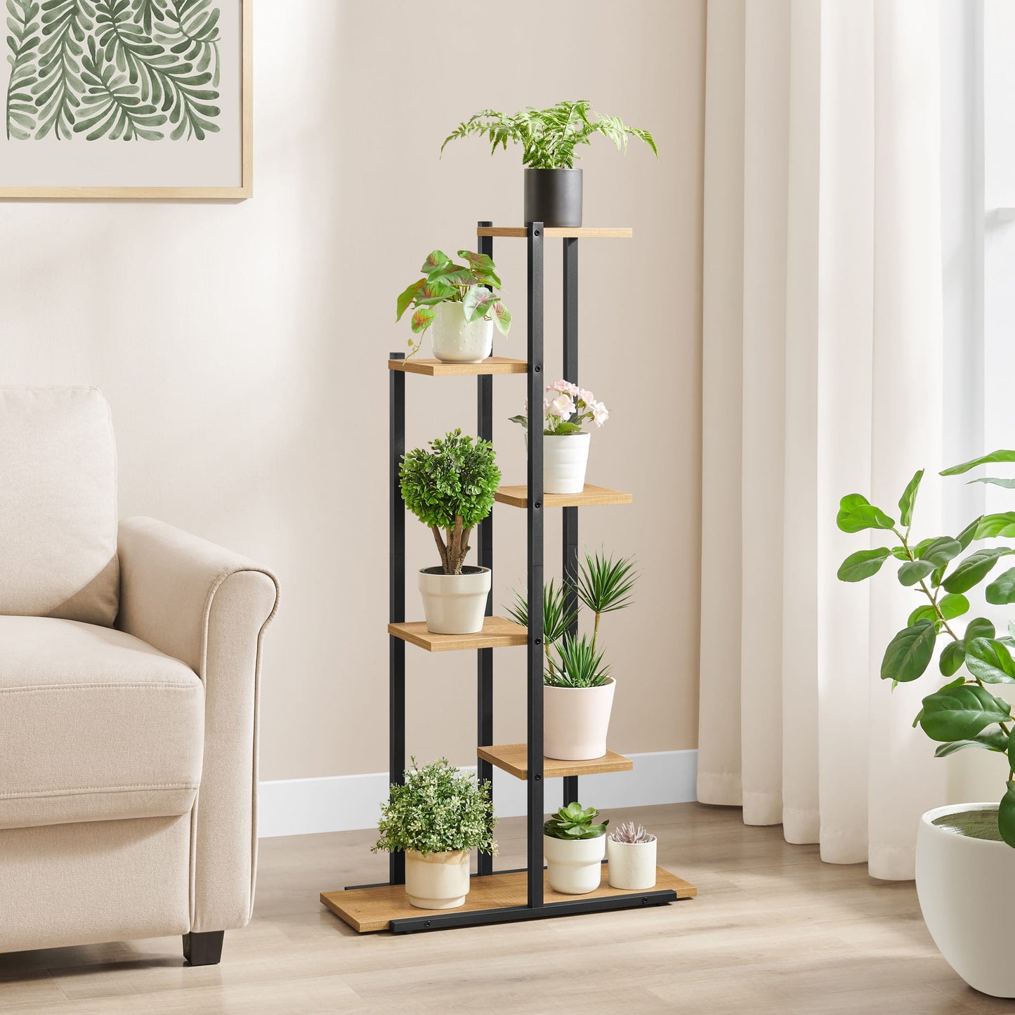 Blumenständer mit 6 Ablagen – Pflanzenregal für Wohnzimmer und Flur