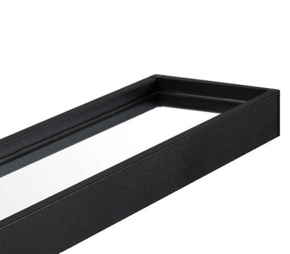 Wandspiegel rund mit Ablage und Handtuchhalter – schwarzer Metallrahmen