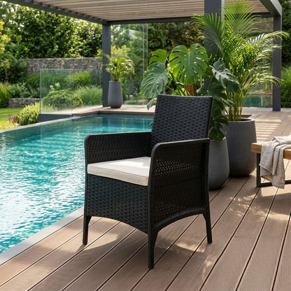 Gartenstuhl mit Sitzkissen – Rattan-Optik für Balkon und Terrasse