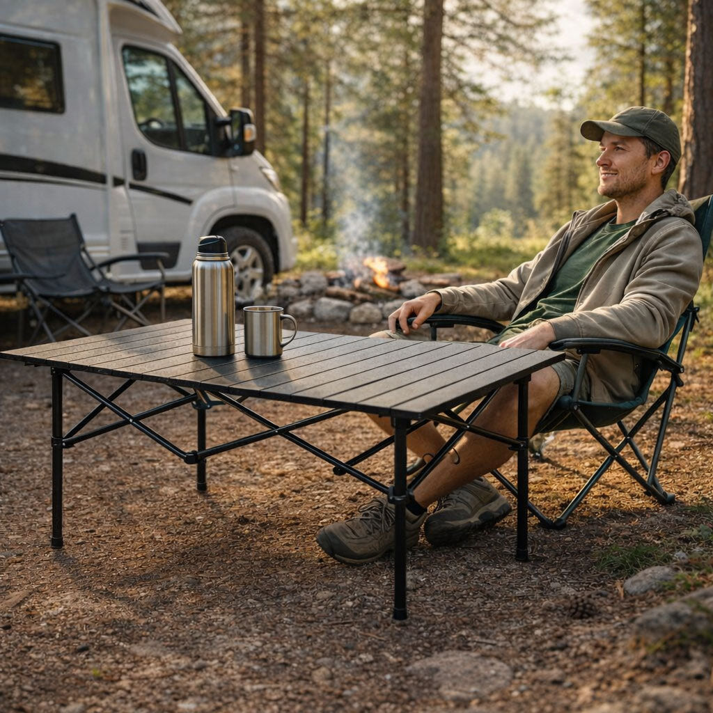 Campingtisch klappbar mit Tragetasche – Schwarz – Mat-Haus