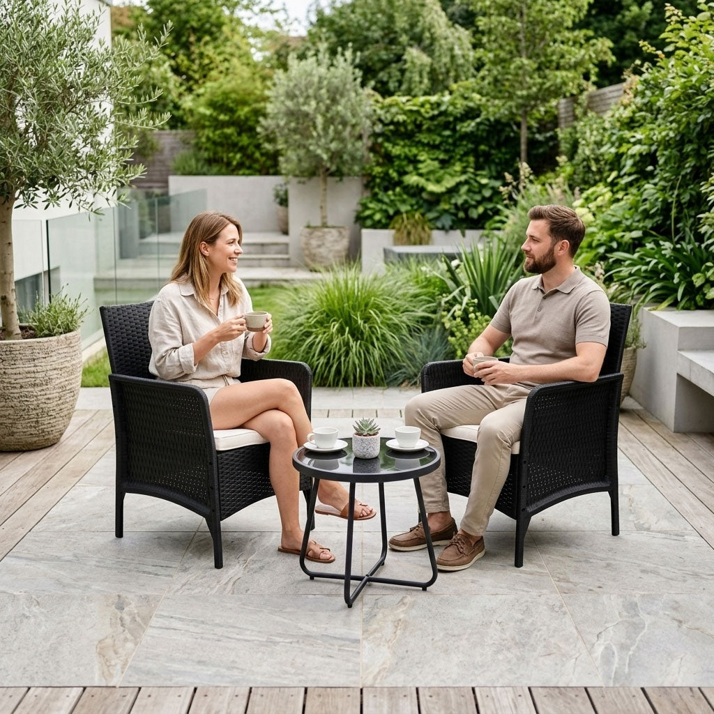Gartenstuhl mit Sitzkissen – Rattan-Optik für Balkon und Terrasse