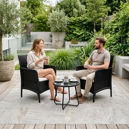 Gartenstuhl mit Sitzkissen – Rattan-Optik für Balkon und Terrasse