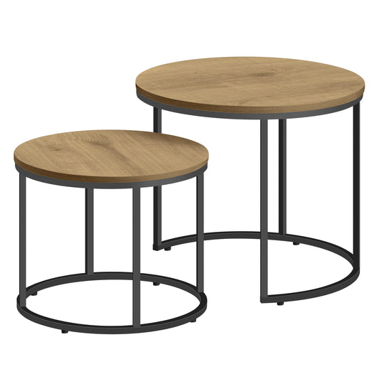 2er Set Couchtische rund – moderner Wohnzimmertisch mit Metallgestell