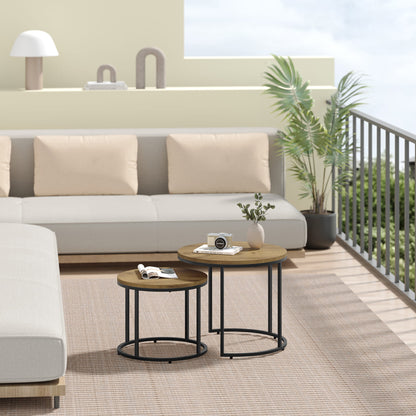 2er Set Couchtische rund – moderner Wohnzimmertisch mit Metallgestell