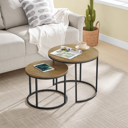 2er Set Couchtische rund – moderner Wohnzimmertisch mit Metallgestell