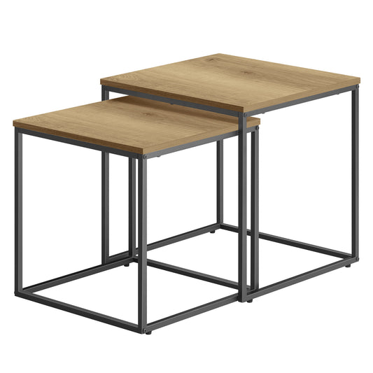 2er Set Couchtische quadratisch – moderner Wohnzimmertisch mit Metallgestell