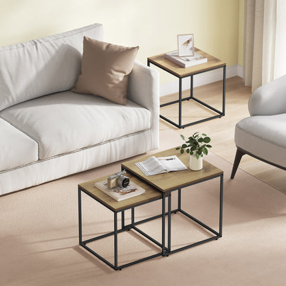 2er Set Couchtische quadratisch – moderner Wohnzimmertisch mit Metallgestell