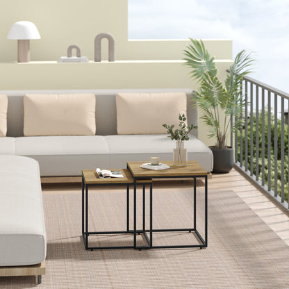 2er Set Couchtische quadratisch – moderner Wohnzimmertisch mit Metallgestell