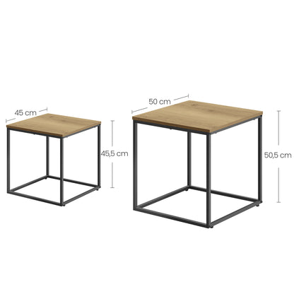 2er Set Couchtische quadratisch – moderner Wohnzimmertisch mit Metallgestell