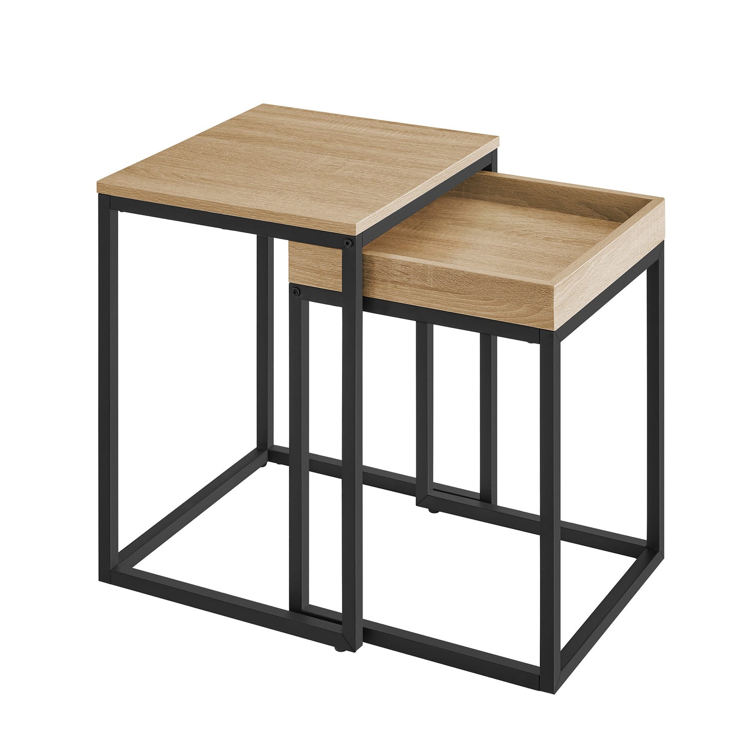 2er Set Couchtische – moderner Wohnzimmertisch mit Stahlgestell